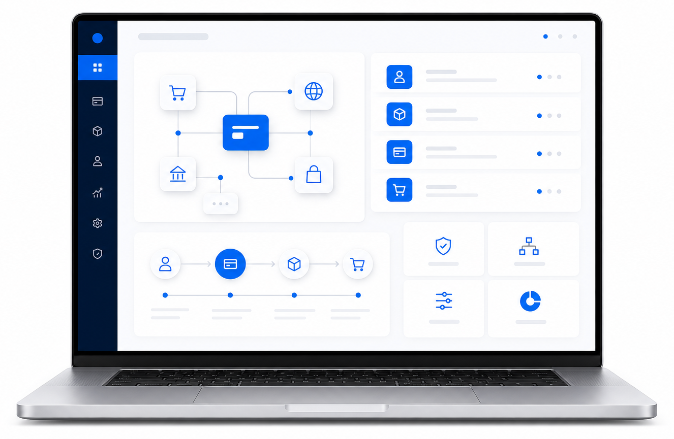 Digital commerce platform interface on a laptop